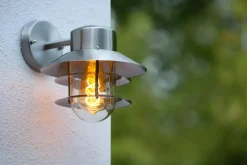 Außenwandleuchten|Metall Lampen* Außenlampe Wand Glas Aluminium in Chrom IP44 E27 Balkon