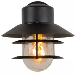 Außenlampe Wand Glas Aluminium Schwarz IP44 E27 Balkon< Außenwandleuchten|Metall Lampen