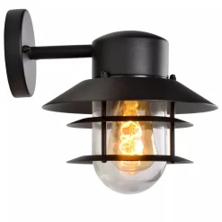 Außenlampe Wand Glas Aluminium Schwarz IP44 E27 Balkon< Außenwandleuchten|Metall Lampen