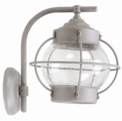 Lido Außenlampe Wand Grau Messing Glas E27 IP23 22 cm hoch< Außenwandleuchten|Messinglampen