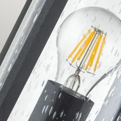 Rustikale Lampen|Vintage Lampen*Elstead Außenlampe Wand IP44 E27 Schwarz Metall Regenglas MERYL