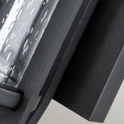 Rustikale Lampen|Vintage Lampen*Elstead Außenlampe Wand IP44 E27 Schwarz Metall Regenglas MERYL