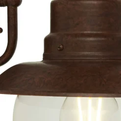 Vintage Lampen|Maritime Lampen*Searchlight Außenlampe Wand IP44 H: 27 cm E27 Braun Glas Metall Maritim