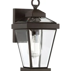 Elstead Außenlampe Wand IP44 Rustikal Metall Glas in Bronze E27< Außenleuchten Antik|Außenwandleuchten