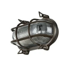 Lido Außenlampe Wand Maritim Messing Riffelglas Schwarz antik< Rustikale Lampen|Metall Lampen