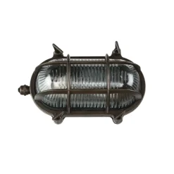 Lido Außenlampe Wand Maritim Messing Riffelglas Schwarz antik< Rustikale Lampen|Metall Lampen