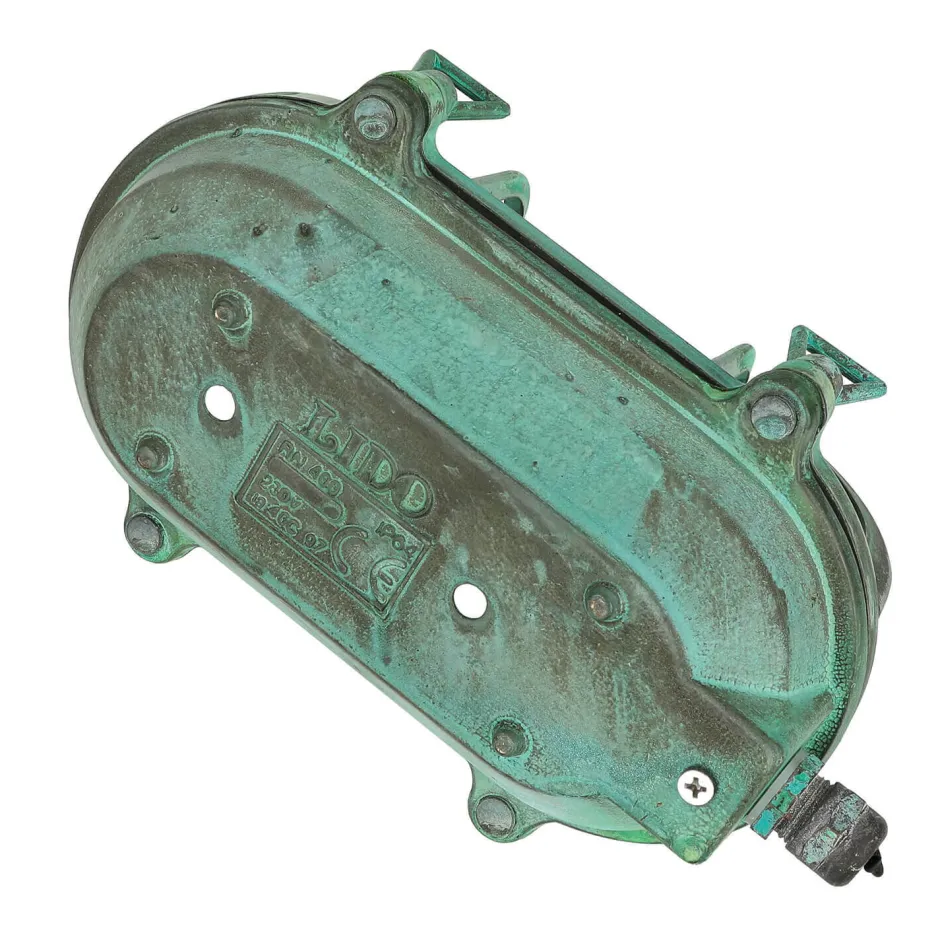 Rustikale Lampen|Metall Lampen*Lido Außenlampe Wand Messing Glas IP64 E27 Maritim Grün antik