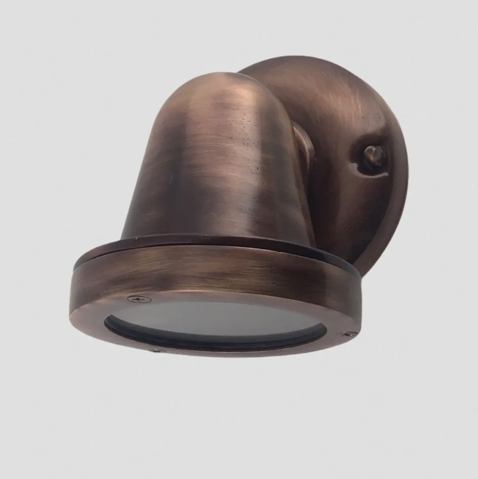 Außenwandleuchten|Rustikale Lampen*Andromeda Außenlampe Wand Messing Glas H: 14 cm IP64 GU10 Maritim