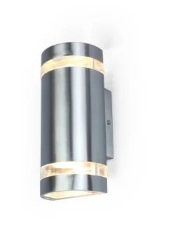 Metall Lampen|Moderne Außenleuchten*Eco-Light Außenlampe Wand Up Down Edelstahl H:23,5 cm IP44 GU10