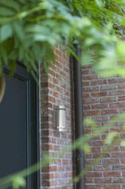 Metall Lampen|Moderne Außenleuchten*Eco-Light Außenlampe Wand Up Down Edelstahl H:23,5 cm IP44 GU10