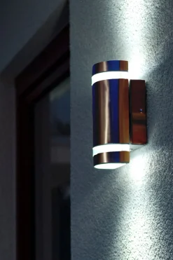 Metall Lampen|Moderne Außenleuchten*Eco-Light Außenlampe Wand Up Down Edelstahl H:23,5 cm IP44 GU10