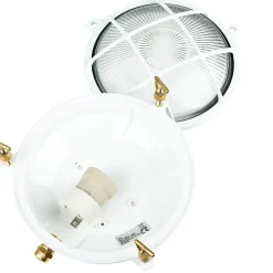 Lido Außenlampe Weiß Messing Glas Ø 21 cm E27 IP64 SERIFOS< Außenwandleuchten|Rustikale Lampen