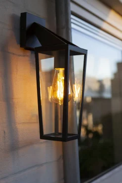 Eco-Light Außenlaterne Wand Glas Aluminium E27 IP44 H:40 cm< Metall Lampen|Moderne Außenleuchten