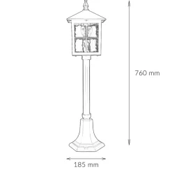 Rustikale Lampen|Metall Lampen*SU-MA Außenleuchte BAARLE 76cm Schwarz IP43 Aluminium