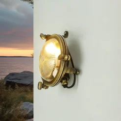 Lido Außenleuchte Bullauge G9 Ø 14 cm Messing Glas< Rustikale Lampen|Metall Lampen