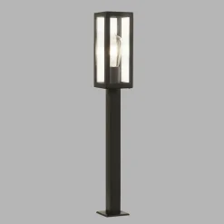 Metall Lampen|Wegeleuchten*Searchlight Außenleuchte Edelstahl Glas IP44 E27 90 cm Schwarz