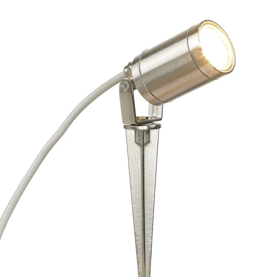 Außenleuchten Messing|Moderne Außenleuchten*Lido Außenleuchte Erdspieß Echt-Messing GU10 IP64 in Nickel