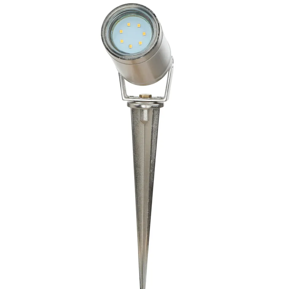 Außenleuchten Messing|Moderne Außenleuchten*Lido Außenleuchte Erdspieß Echt-Messing GU10 IP64 in Nickel