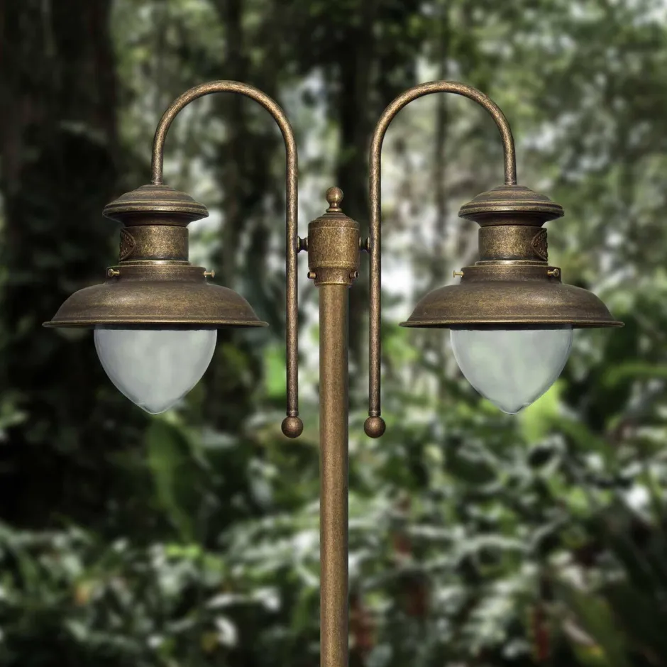 Außenleuchten Antik|Außenleuchten Messing*Giovanni Battista Außenleuchte 2-flammig 210 cm E27 IP44 Messing Maritim