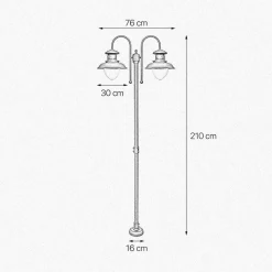 Außenleuchten Antik|Außenleuchten Messing*Giovanni Battista Außenleuchte 2-flammig 210 cm E27 IP44 Messing Maritim