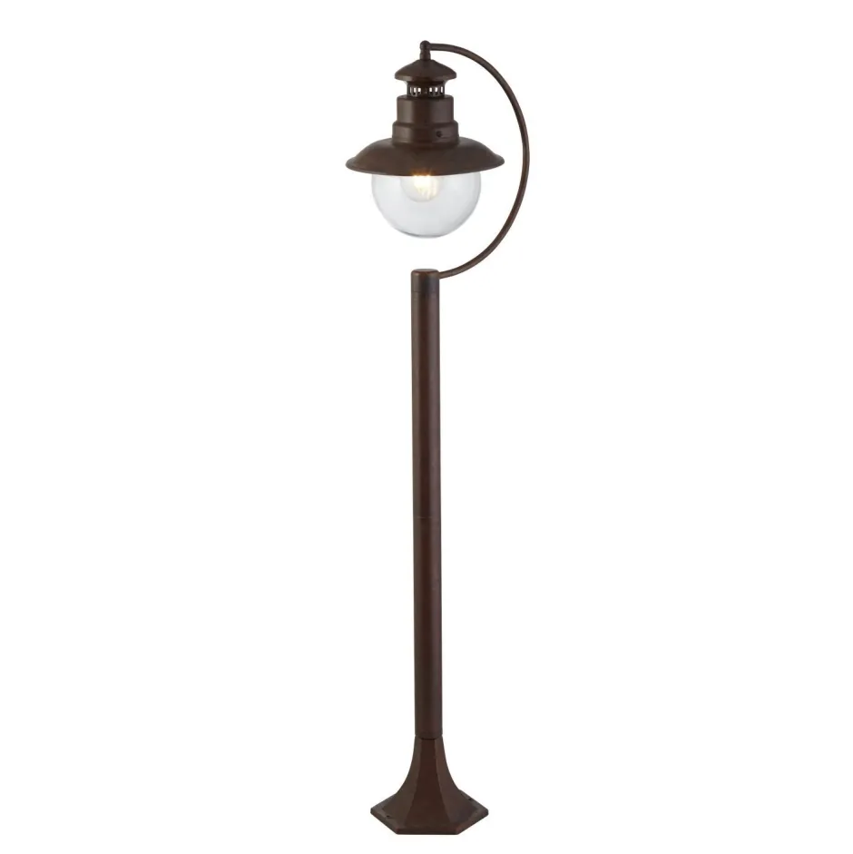 Vintage Lampen|Maritime Lampen*Searchlight Außenleuchte Garten IP44 E27 110 cm Rostbraun Glas Metall