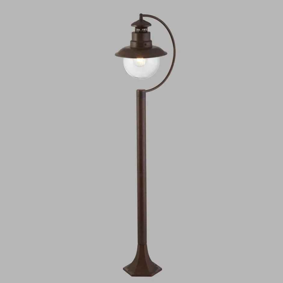 Vintage Lampen|Maritime Lampen*Searchlight Außenleuchte Garten IP44 E27 110 cm Rostbraun Glas Metall