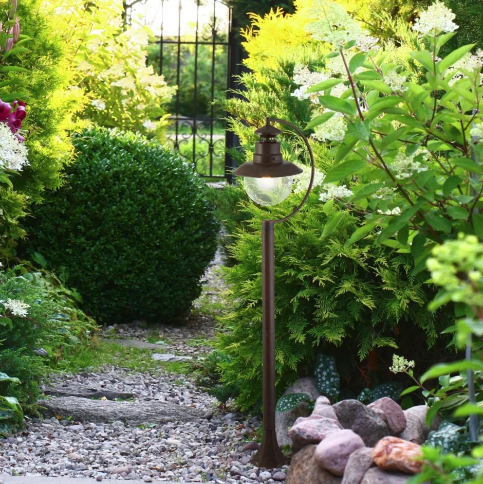 Vintage Lampen|Maritime Lampen*Searchlight Außenleuchte Garten IP44 E27 110 cm Rostbraun Glas Metall