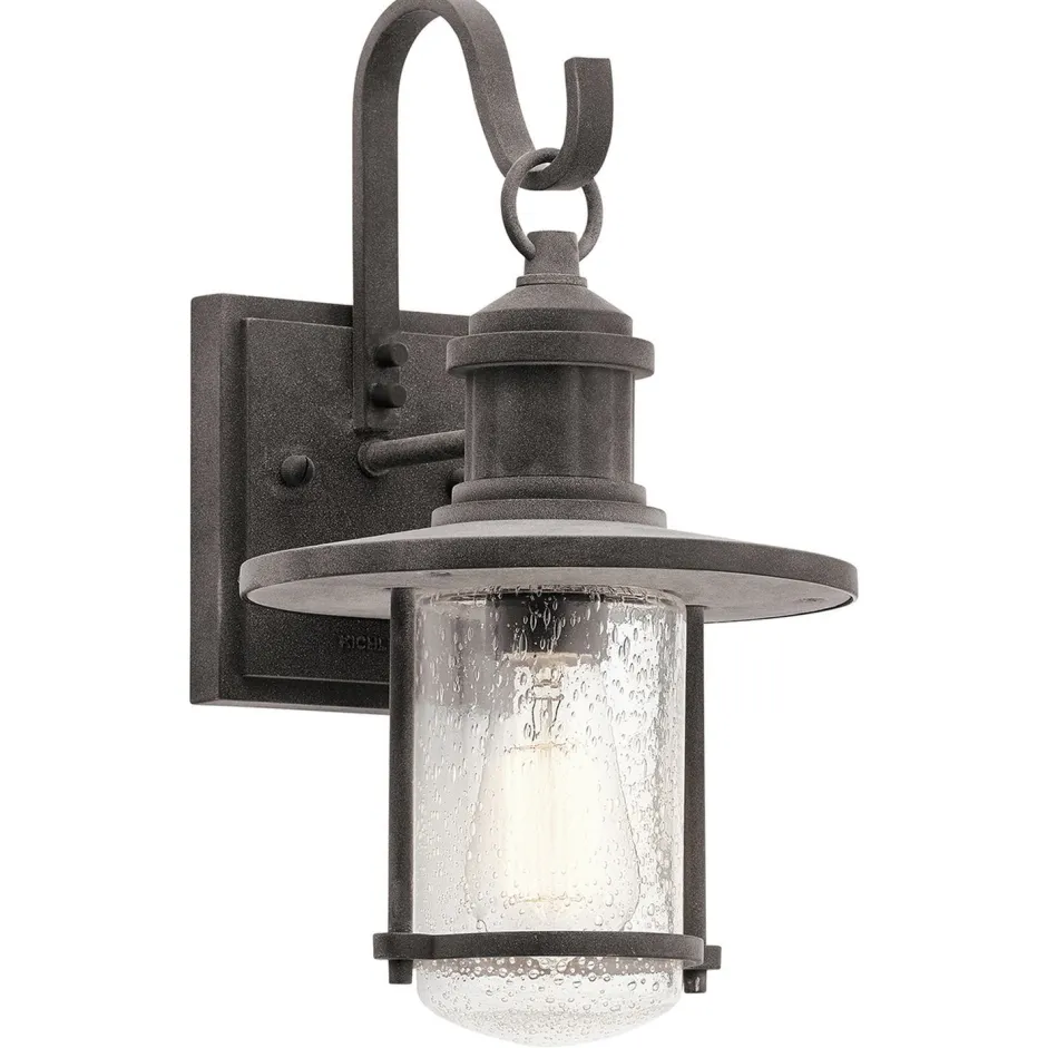 Außenleuchten Antik|Außenwandleuchten*Elstead Außenleuchte IP44 Aluminium Regenglas Rustikal E27