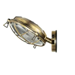 Außenwandleuchten|Rustikale Lampen*Lido Außenleuchte Maritim Echt-Messing Riffelglas IP64 E27 SERIFOS