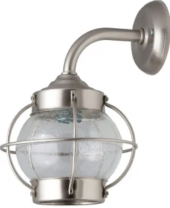 Lido Außenleuchte Messing Glas in Nickel Hof Haus Wand< Außenleuchten Antik|Außenleuchten Messing