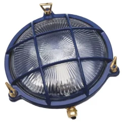 Außenleuchten Antik|Außenwandleuchten*Lido Außenleuchte Messing Glas Ø 21 cm E27 Blau IP64 SERIFOS