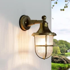 Lido Außenleuchte Messing Rostfrei Glasschirm SANTORIN< Rustikale Lampen|Metall Lampen