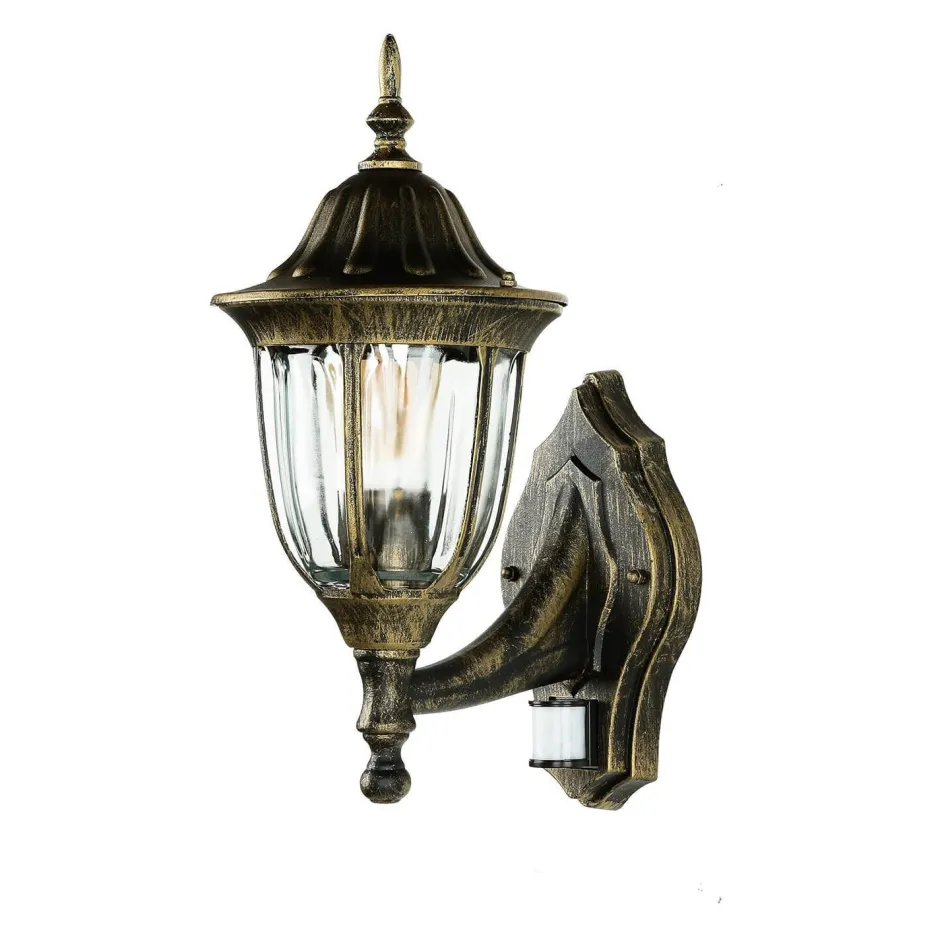 Gartenlaternen|Außenwandleuchten*Easylight Außenleuchte mit Bewegungsmelder Gold Antik Wand MILANO