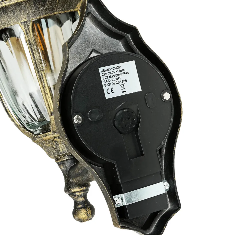 Gartenlaternen|Außenwandleuchten*Easylight Außenleuchte mit Bewegungsmelder Gold Antik Wand MILANO