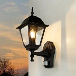 Easylight Außenleuchte mit Bewegungsmelder IP44 schwarz TIROL< Rustikale Außenleuchten|Gartenlaternen