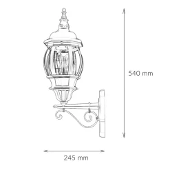 Easylight Außenleuchte Rustikal E27 Grau Glas Alu H: 54 cm IP23< Rustikale Lampen|Rustikale Außenleuchten