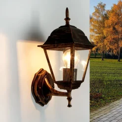 Rustikale Lampen|Rustikale Außenleuchten*Easylight Außenleuchte Rustikal IP44 Schwarz Kupfer TIROL