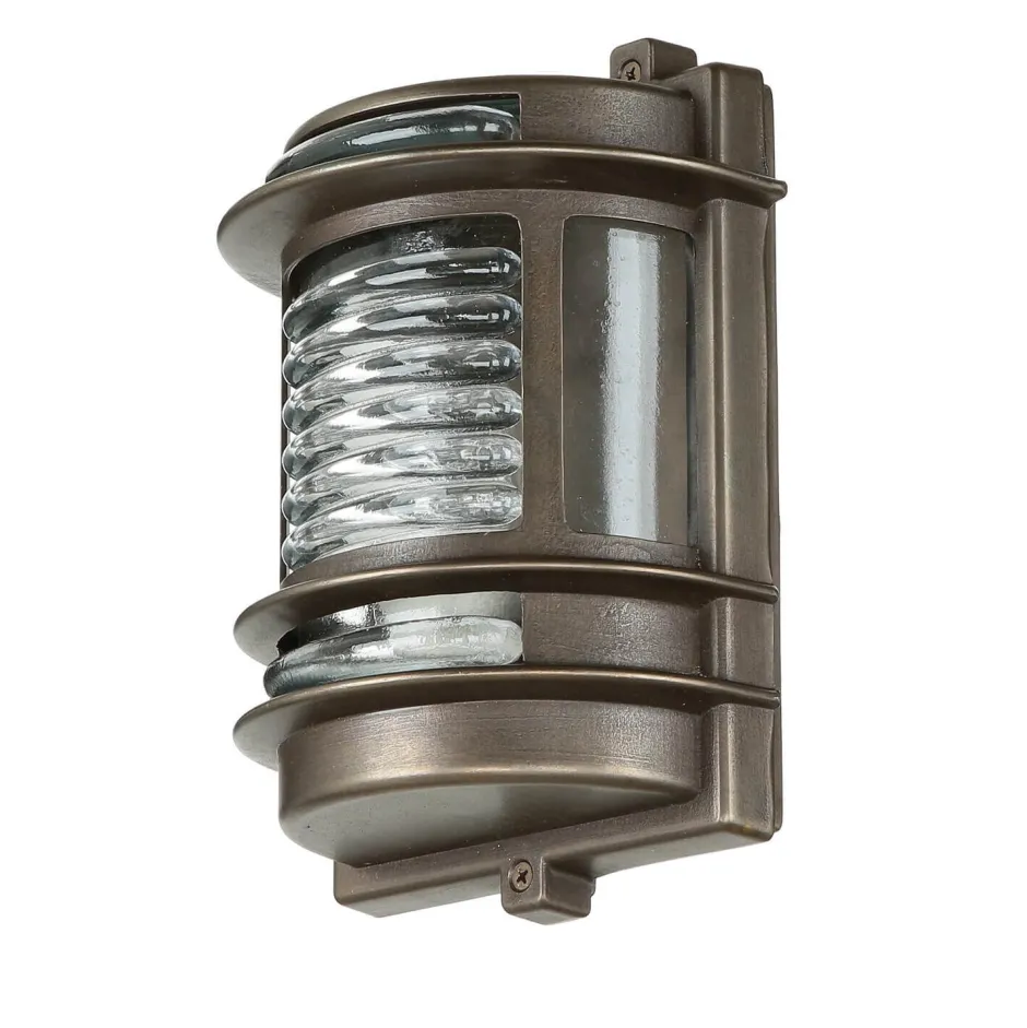 Rustikale Lampen|Metall Lampen*Lido Außenleuchte Schwarz antik IP64 Messing Glas H: 22 cm