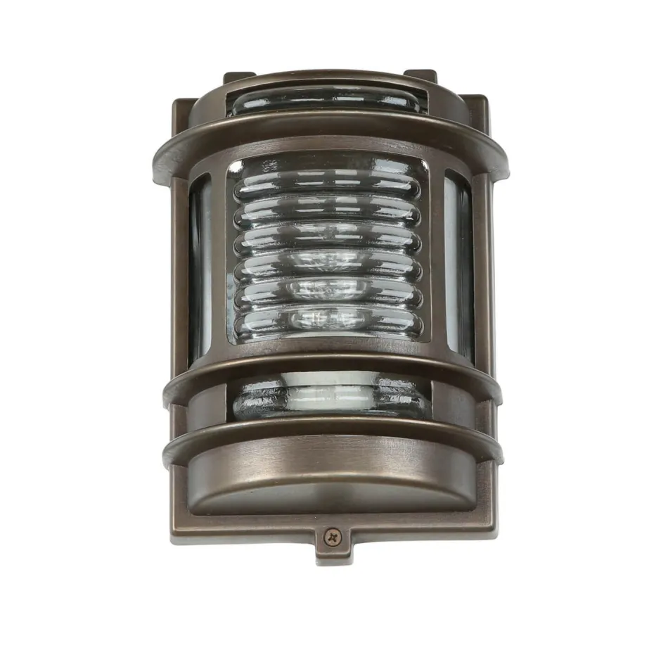 Rustikale Lampen|Metall Lampen*Lido Außenleuchte Schwarz antik IP64 Messing Glas H: 22 cm