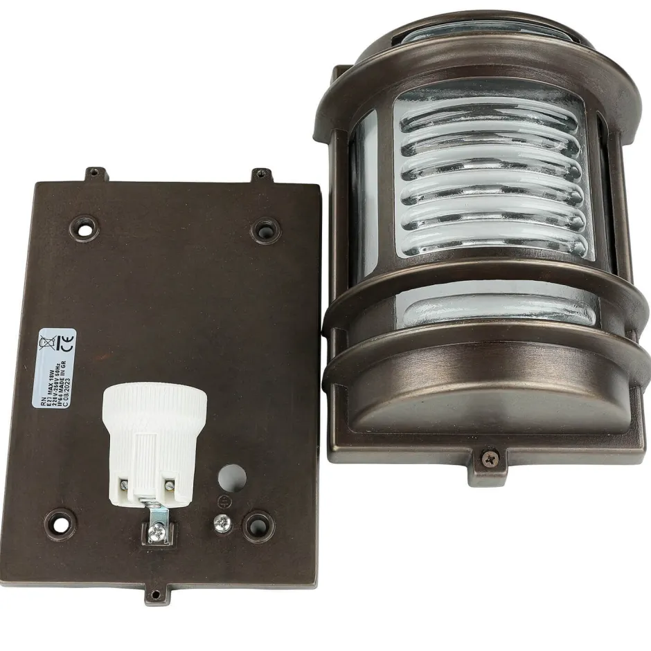 Rustikale Lampen|Metall Lampen*Lido Außenleuchte Schwarz antik IP64 Messing Glas H: 22 cm