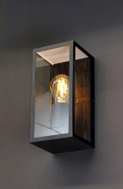 Eco-Light Außenleuchte Vintage Schwarz Holz B:11,5 cm IP44 E27< Metall Lampen|Vintage Lampen