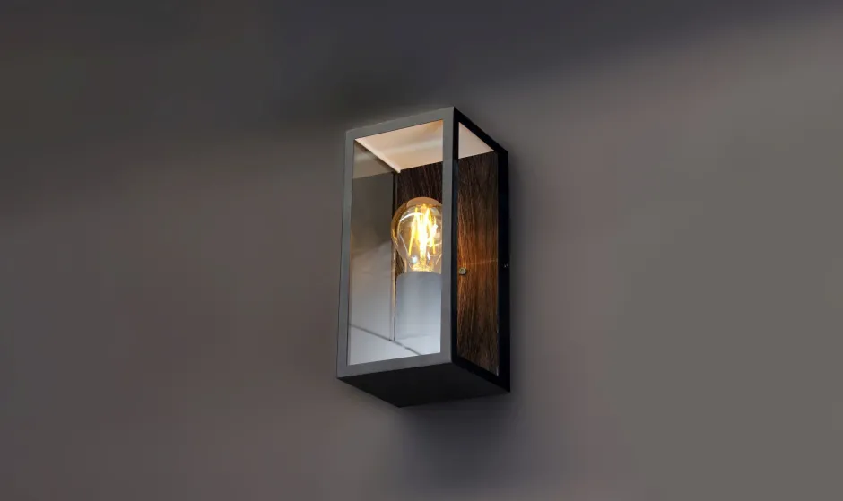 Eco-Light Außenleuchte Vintage Schwarz Holz B:11,5 cm IP44 E27< Metall Lampen|Vintage Lampen