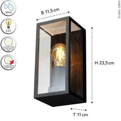 Eco-Light Außenleuchte Vintage Schwarz Holz B:11,5 cm IP44 E27< Metall Lampen|Vintage Lampen