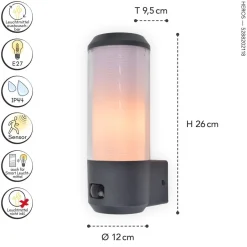 Eco-Light Außenleuchte Wand Bewegungsmelder Aluminium E27 IP44< Metall Lampen|Außenwandleuchten