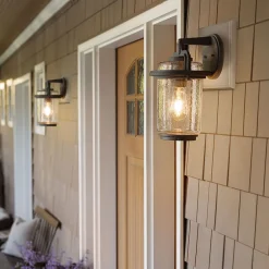 Außenwandleuchten|Gartenlaternen*Elstead Außenleuchte Wand Glas Aluminium E27 IP44 35,6 cm hoch