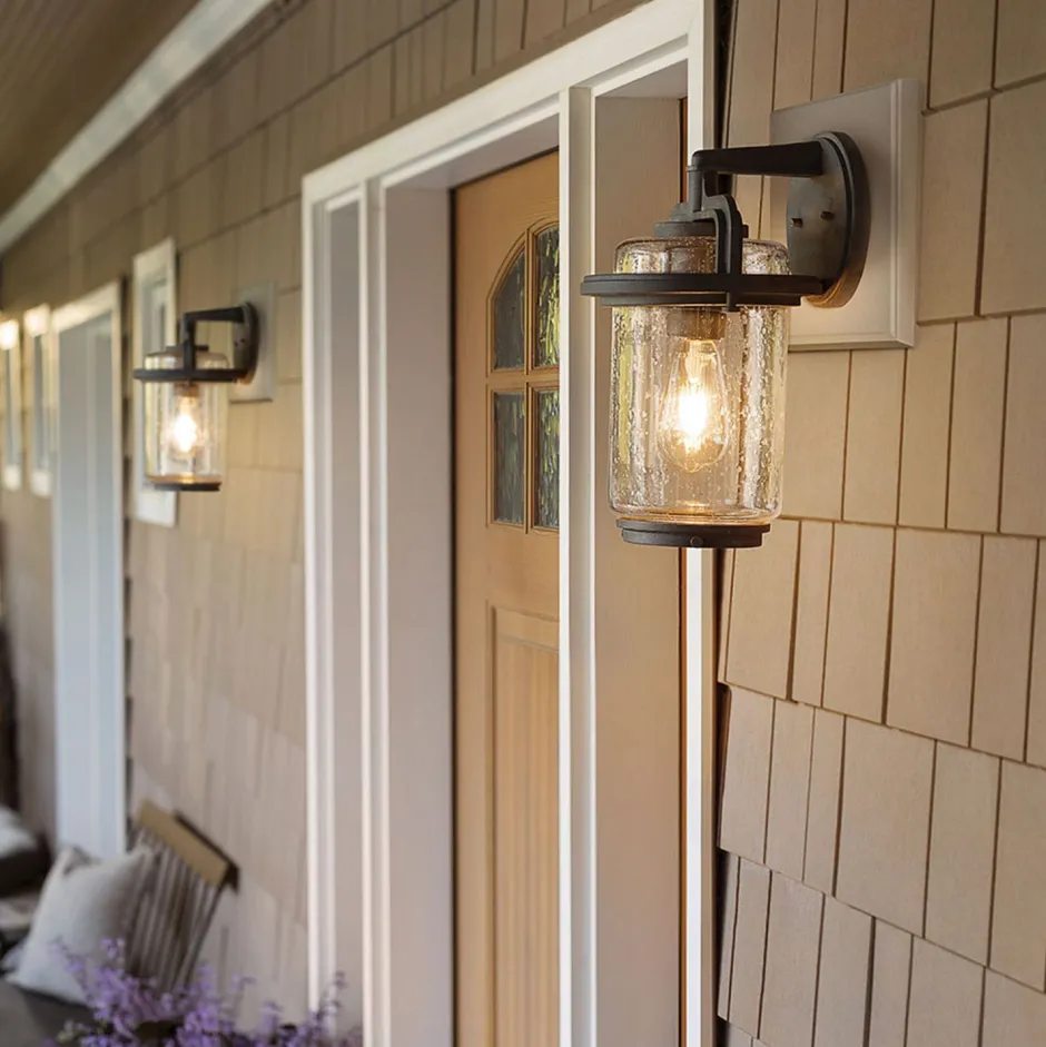 Außenwandleuchten|Gartenlaternen*Elstead Außenleuchte Wand Glas Aluminium E27 IP44 35,6 cm hoch