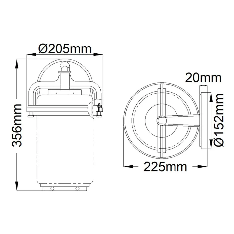 Außenwandleuchten|Gartenlaternen*Elstead Außenleuchte Wand Glas Aluminium E27 IP44 35,6 cm hoch