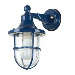 Rustikale Lampen|Metall Lampen*Lido Außenleuchte Wand IP64 E27 Glas Messing Maritim Blau