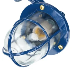 Rustikale Lampen|Metall Lampen*Lido Außenleuchte Wand IP64 E27 Glas Messing Maritim Blau
