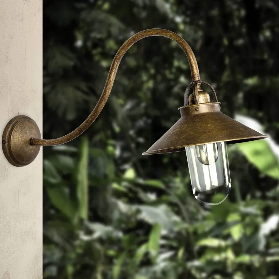 Außenwandleuchten|Lampen Aus Aller Welt*Giovanni Battista Außenleuchte Wand IP44 E27 in Bronze Antik matt Echt-Messing